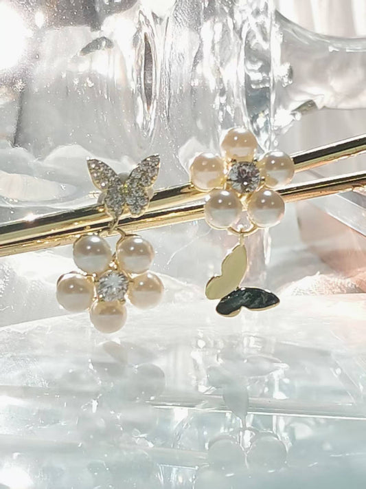 S925 Gold plated Pearly butterflies