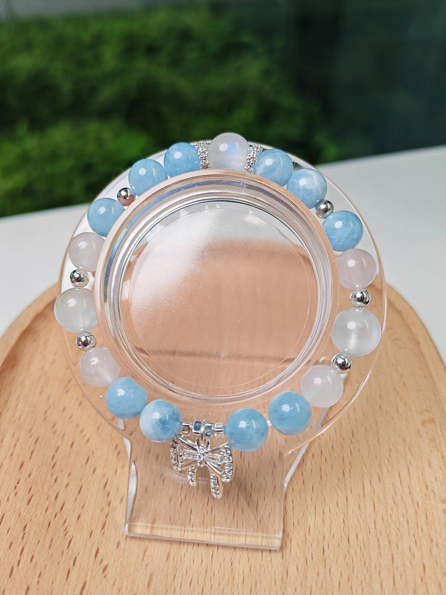 Moonlit - Aquamarine with Moonstone crystal bracelet