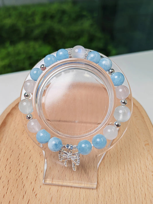 Moonlit - Aquamarine with Moonstone crystal bracelet