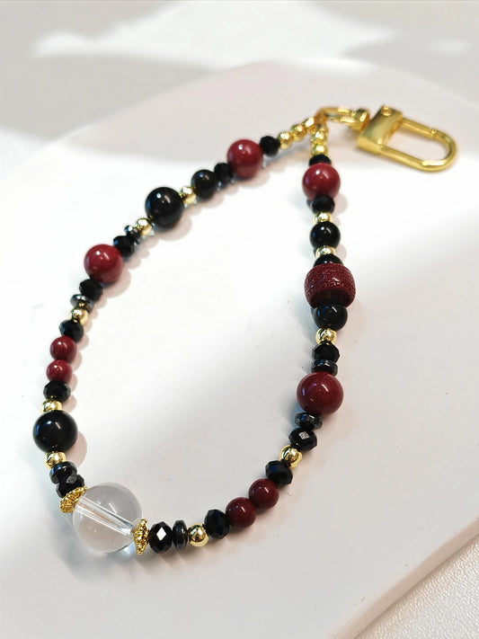 Mystic Guardian — Black Obsidian + Cinnabar Crystal Phone Charm