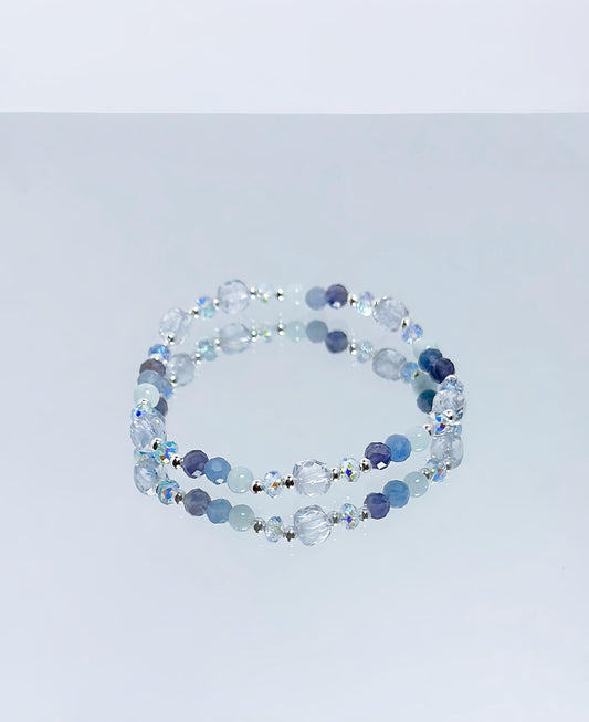 Mystic Tide - Iolite + Blue Aventurine + Aquamarine Crystal Bracelet