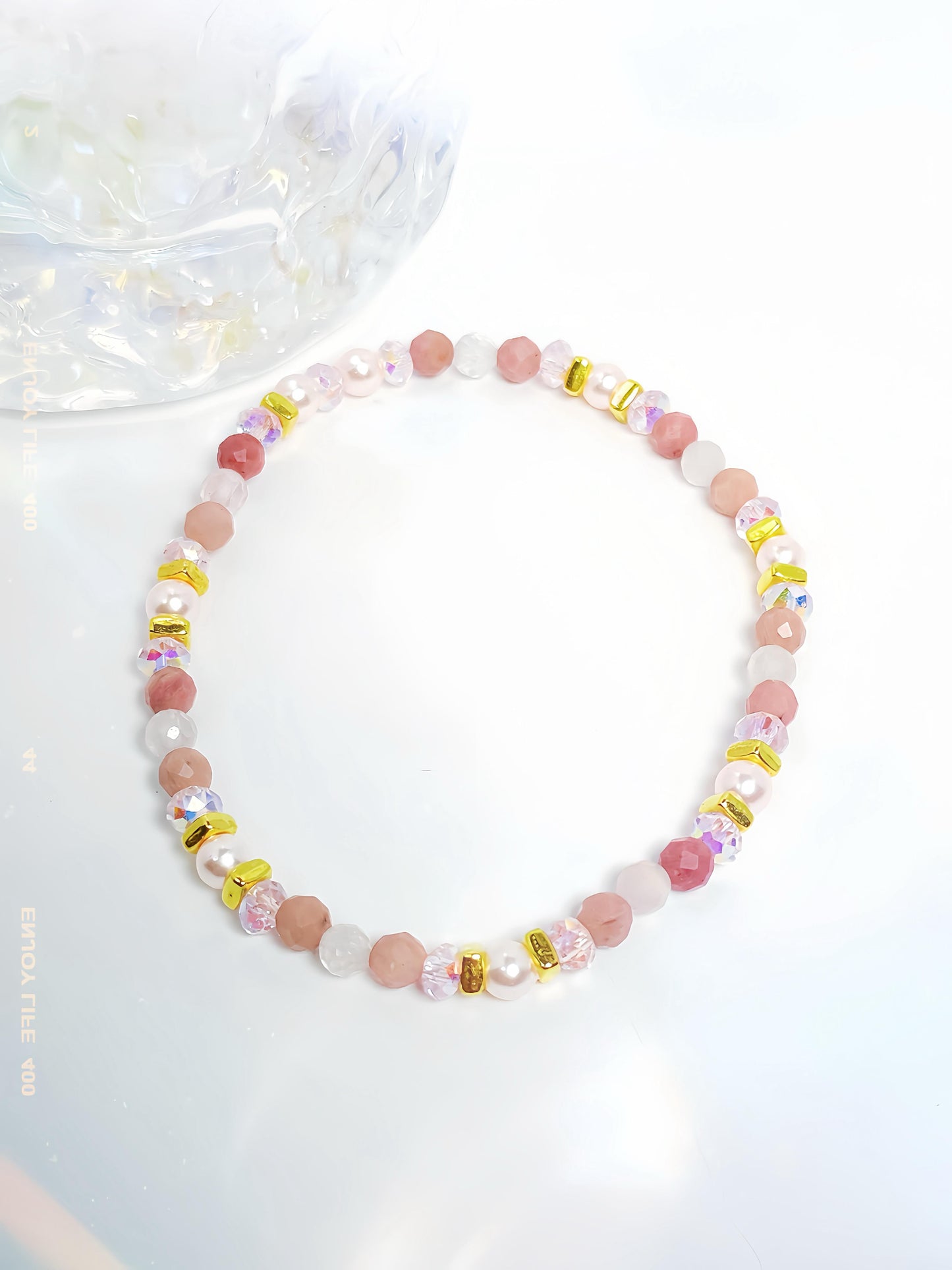 Pink Veil - Rhodonite and Rose quartz crystal bracelet