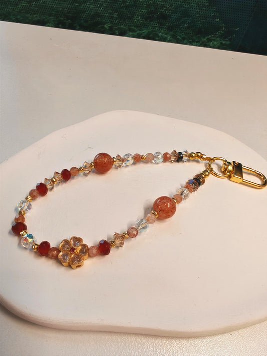 Radiant - Sunstone + Red Agate Crystal Phone Chain/ Phone Charm