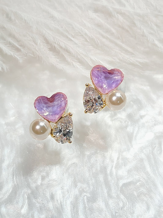 S925 - Pearly Pink Heart Earring